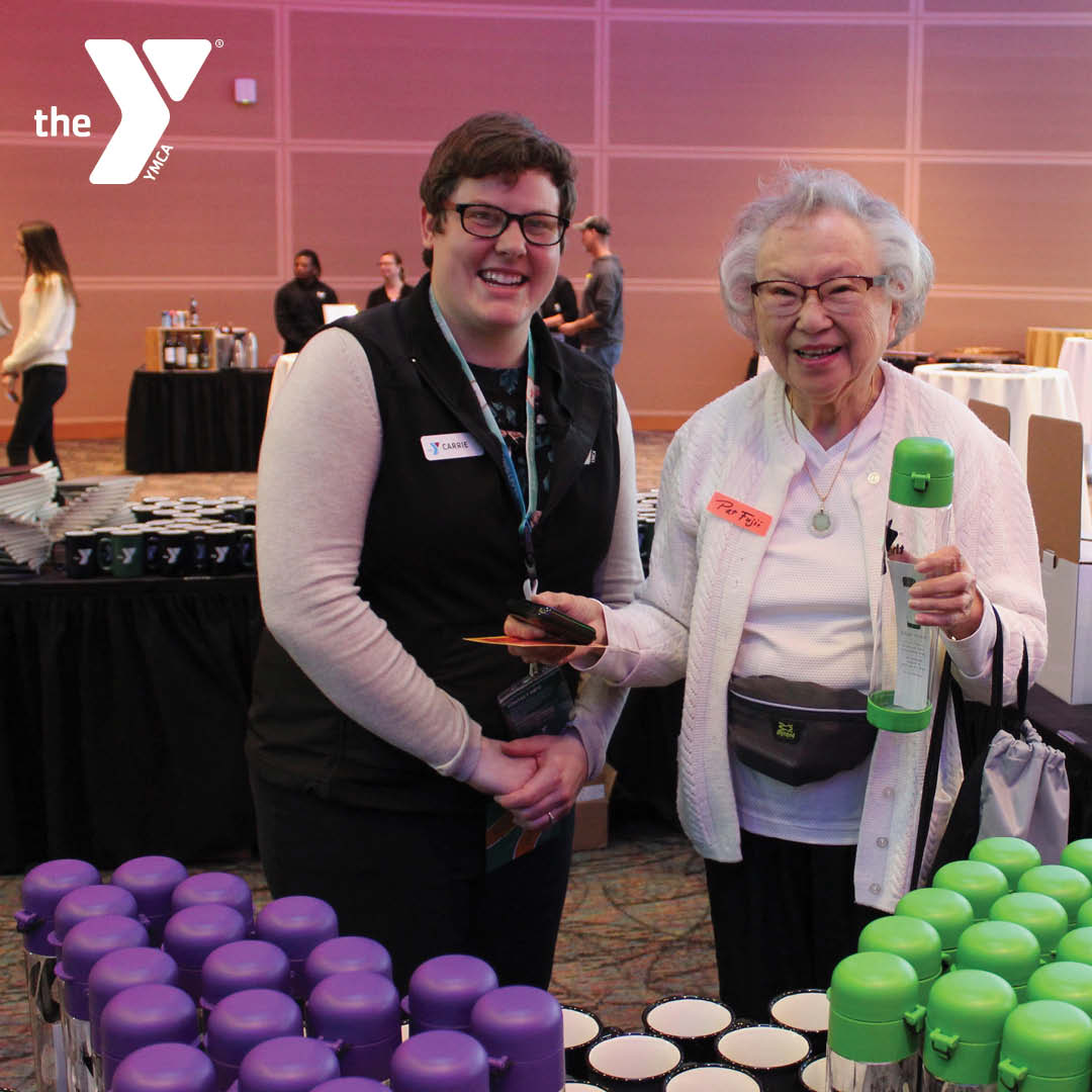 YMCA Staff and a long-time volunteer, Pat Fuiji