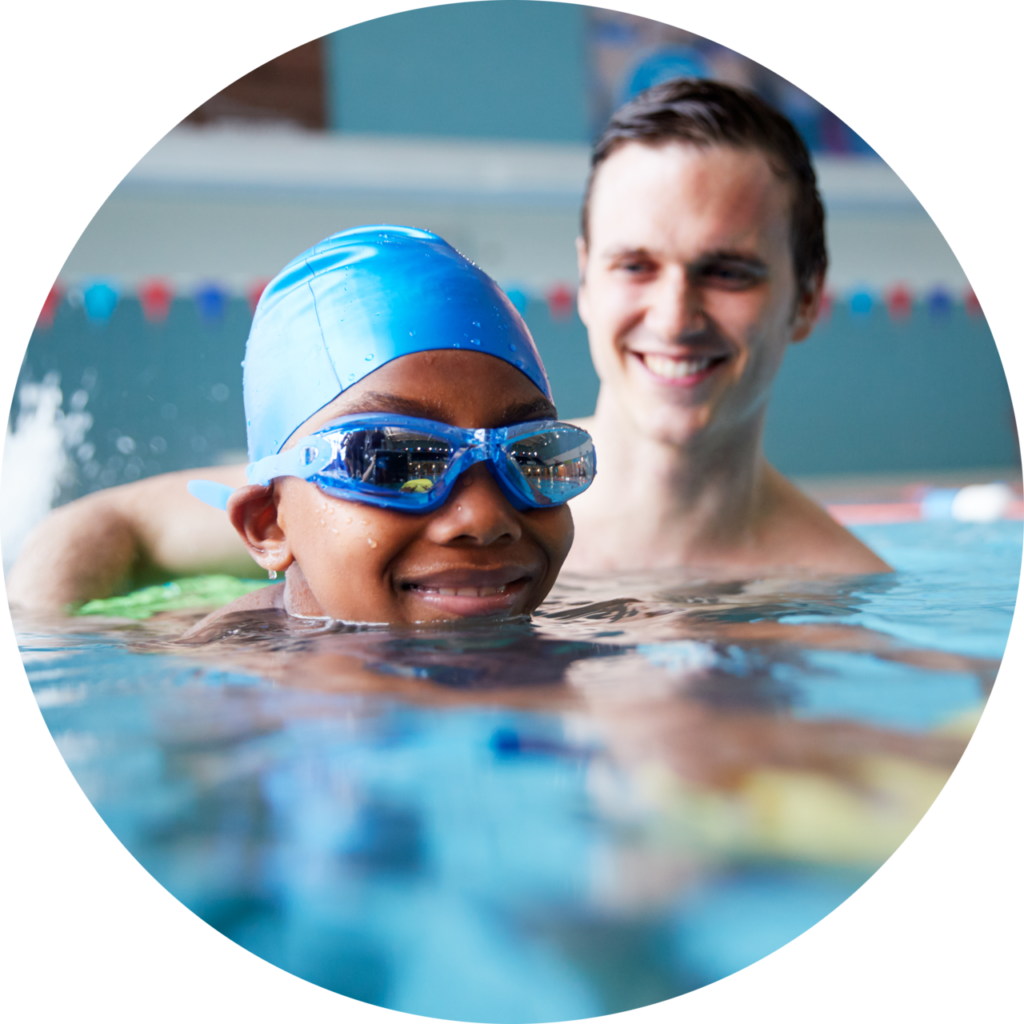 YMCA swim instructor with student